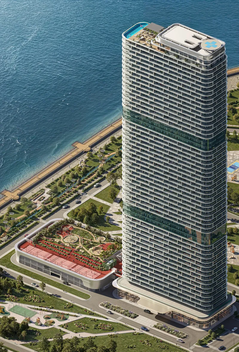 The tower and podium, aerial — Ambassador 1’st Tower, Batumi