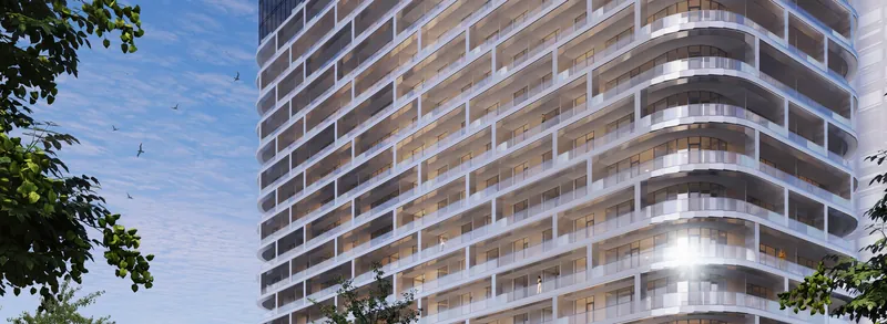 Facade with curved balconies — Ambassador 1’st Tower, Batumi
