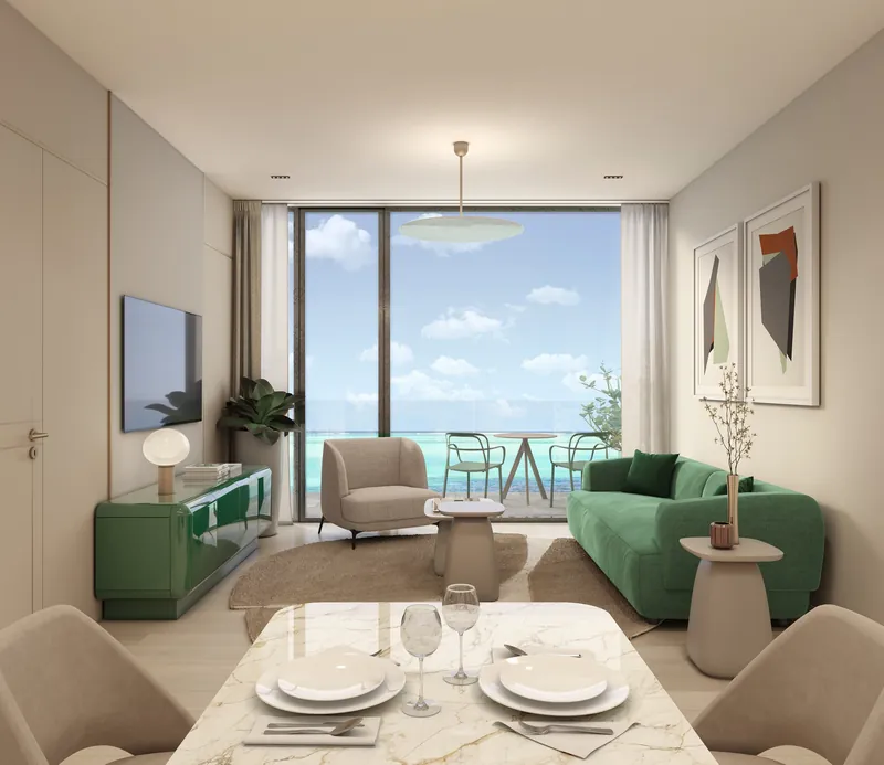 One-bedroom: living and dining area — Ambassador 1’st Tower, Batumi
