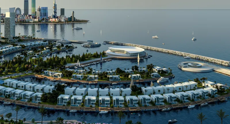 Island villas and marina — Ambassadori Island, Batumi