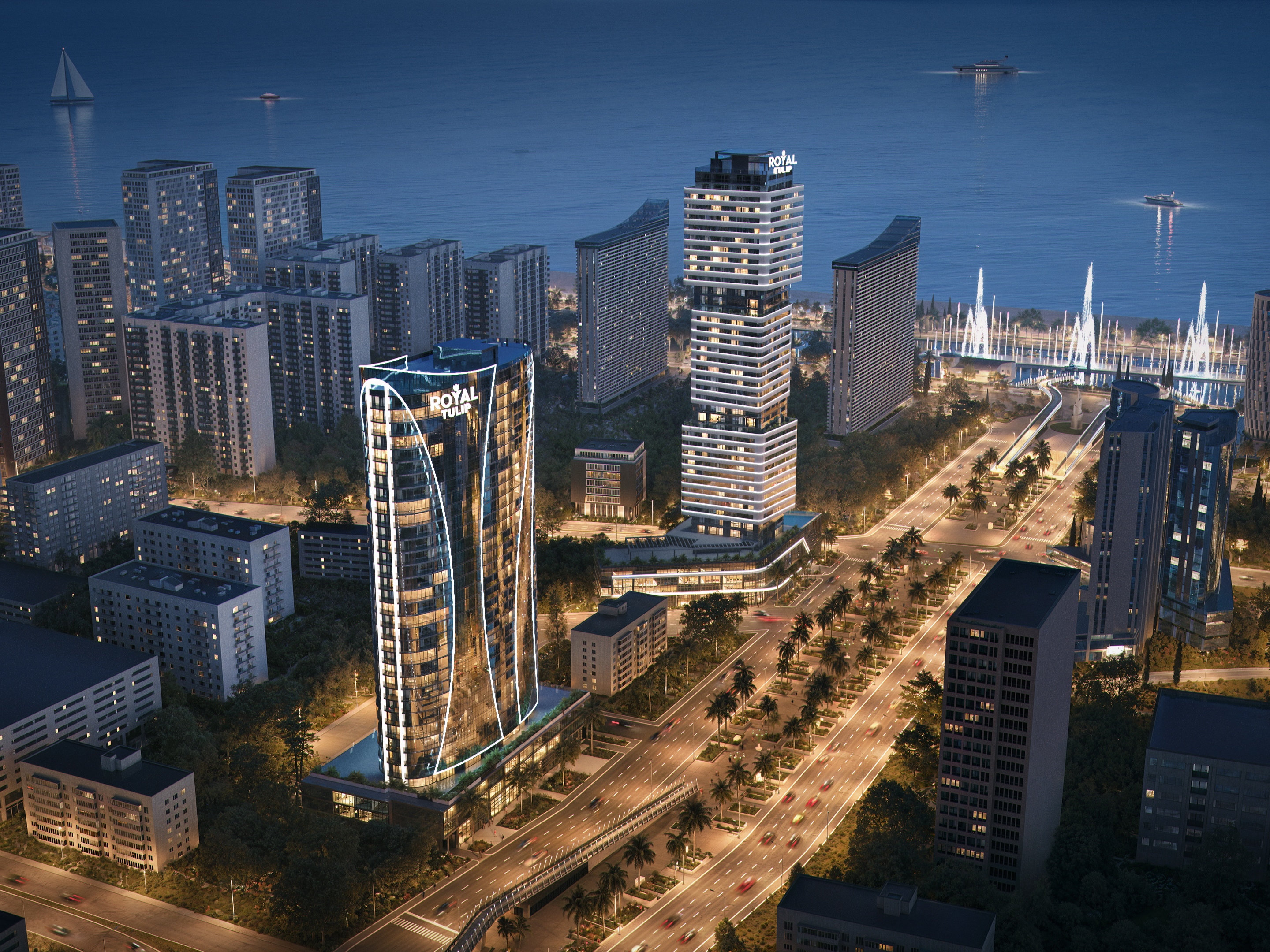 CUBE Towers exterior render — Batumi