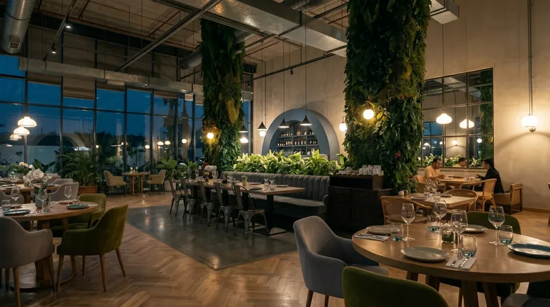 Restaurant with planted columns — Lagoon Resort Batumi, Batumi