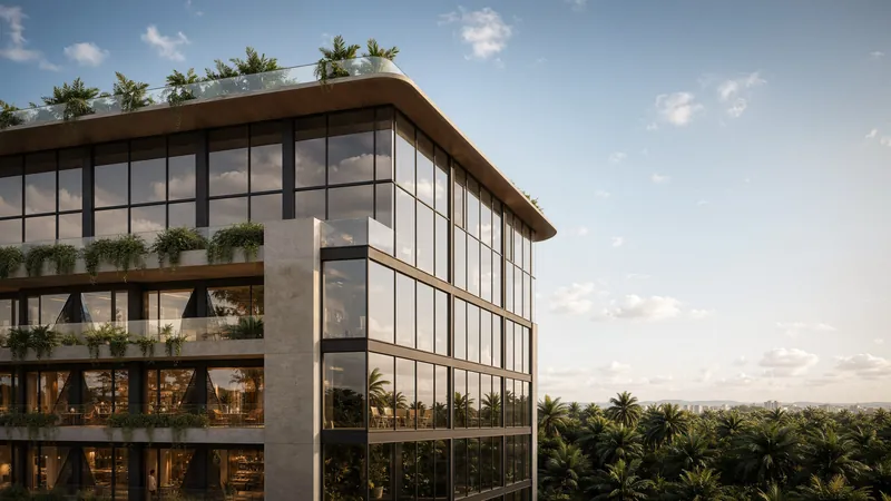 Glass facade with planted terraces — Lagoon Resort Batumi, Batumi