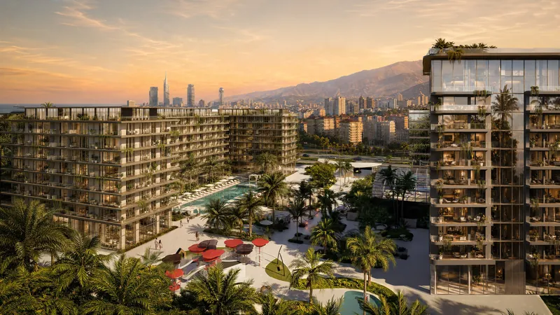 The buildings and pool garden in the evening — Lagoon Resort Batumi, Batumi