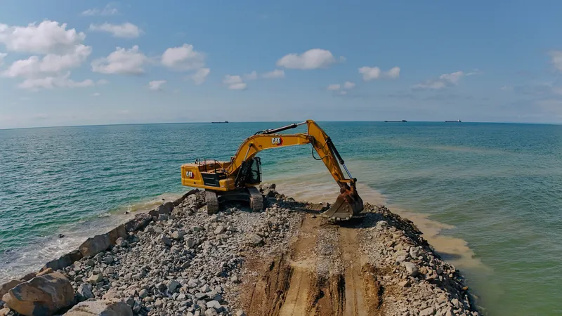 Excavator working on the breakwater — Tonino Lamborghini Tower, Batumi