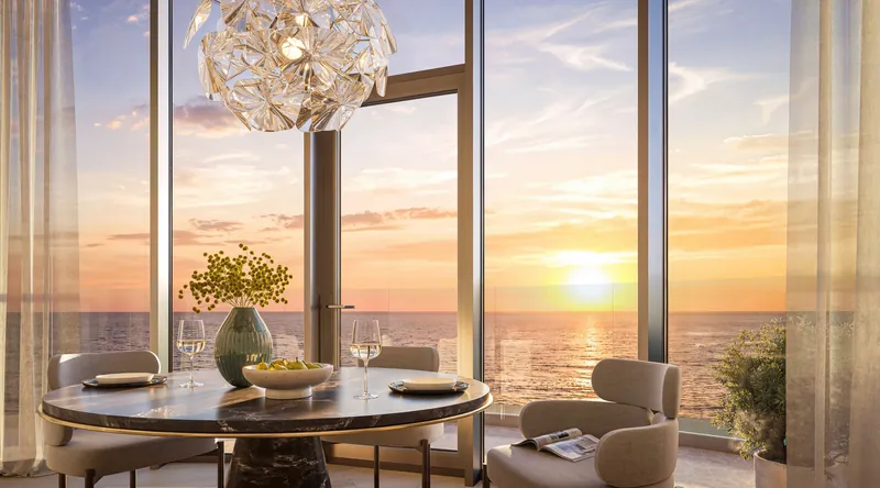 Living and dining area with a sea view — Tonino Lamborghini Tower, Batumi