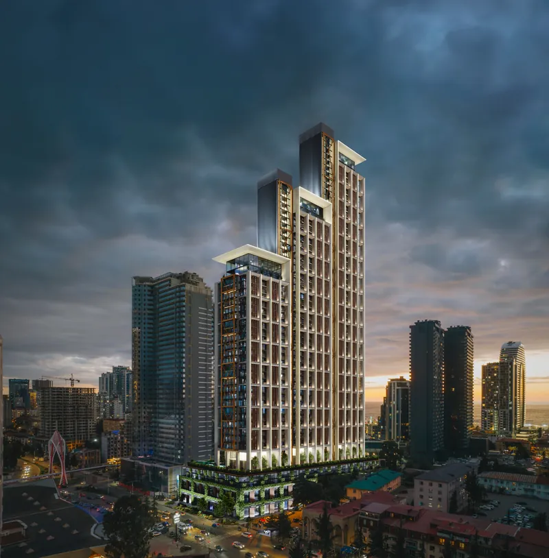 The towers under a stormy evening sky — Next Address, Batumi