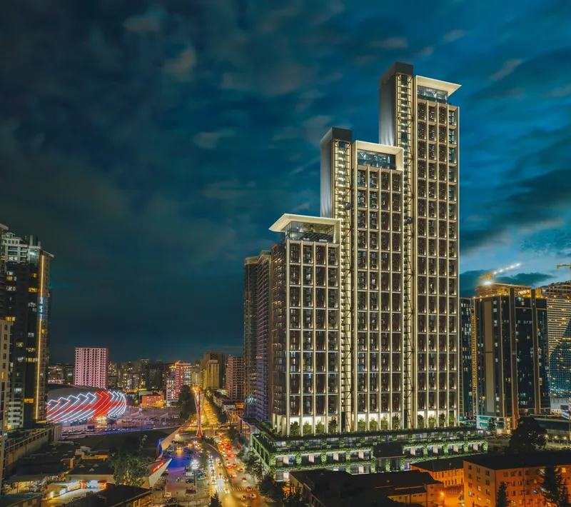 The towers above the city at night — Next Address, Batumi