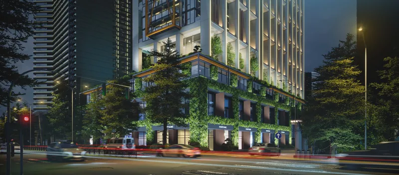 The podium and street at night — Next Address, Batumi