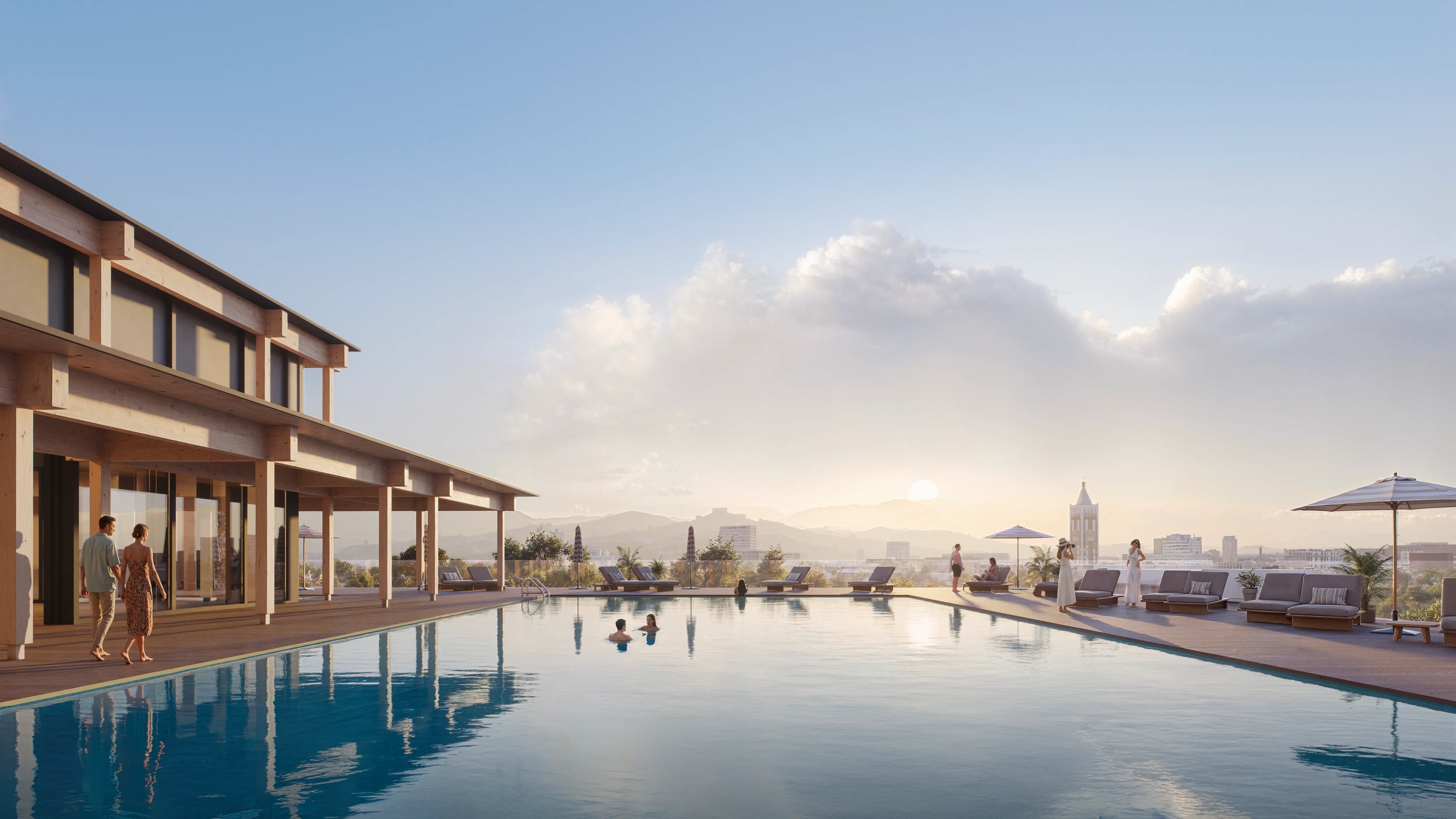 Silk Towers masterplan — marina, pools, and waterfront precinct