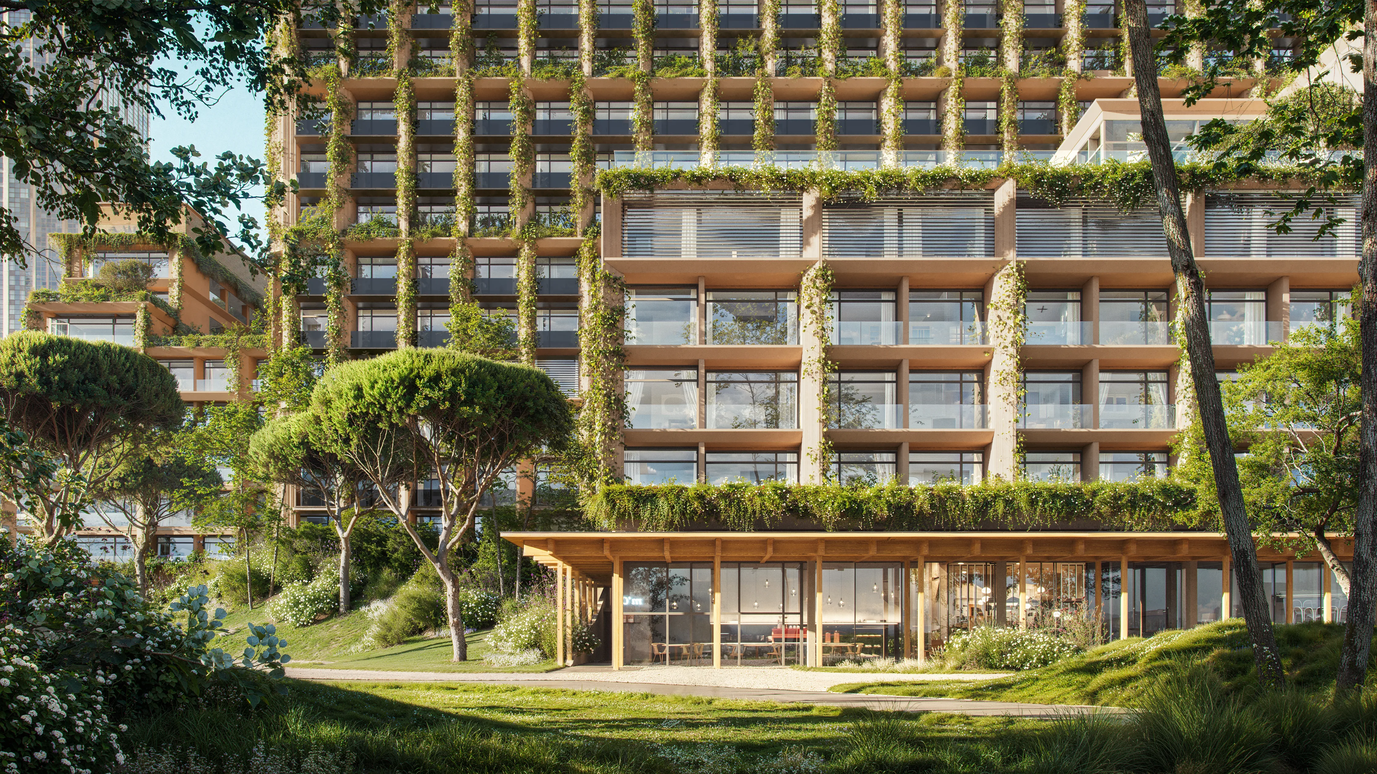 Silk Towers — facade design by Kengo Kuma & Associates