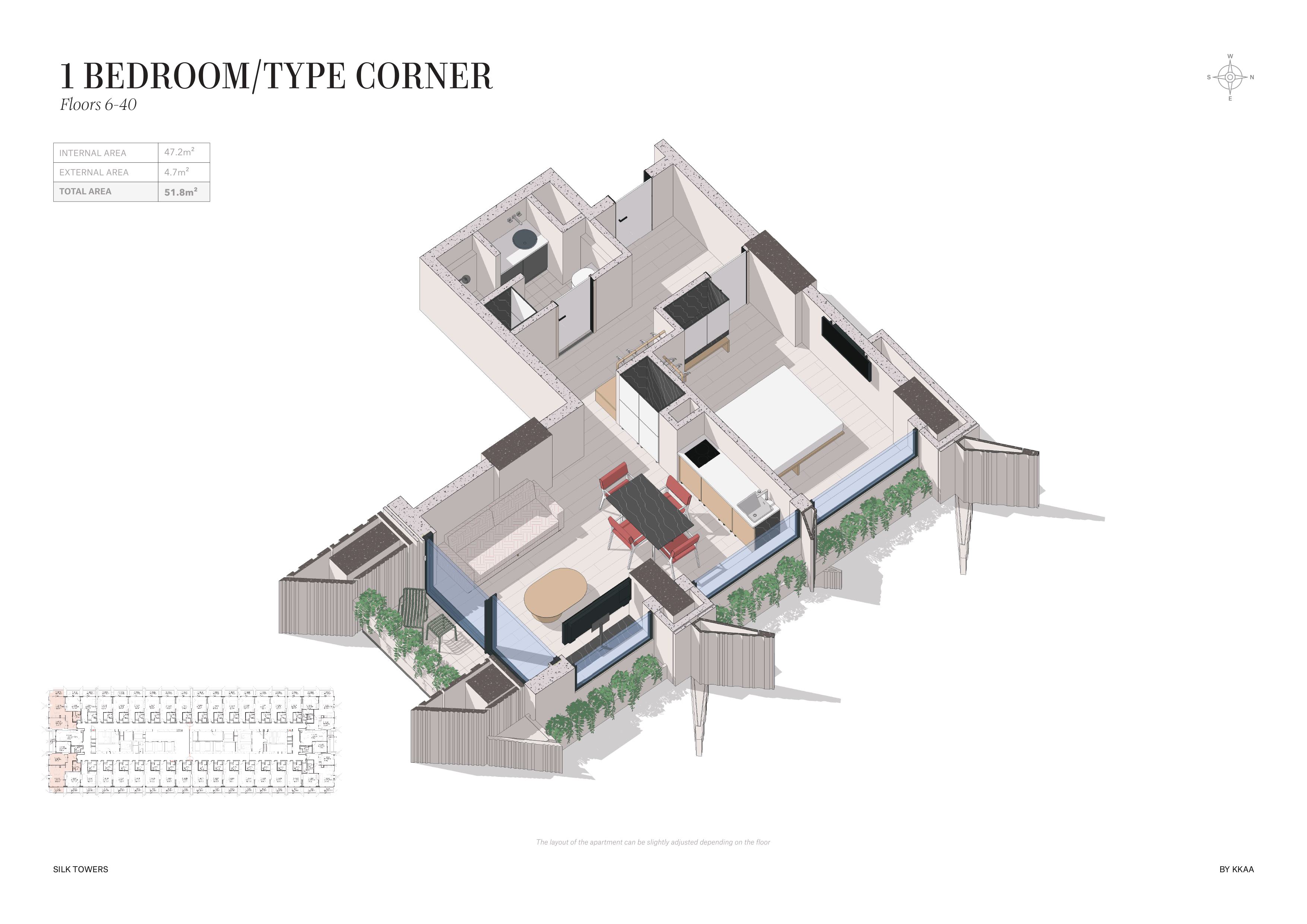 1 Bedroom Corner — Silk Towers