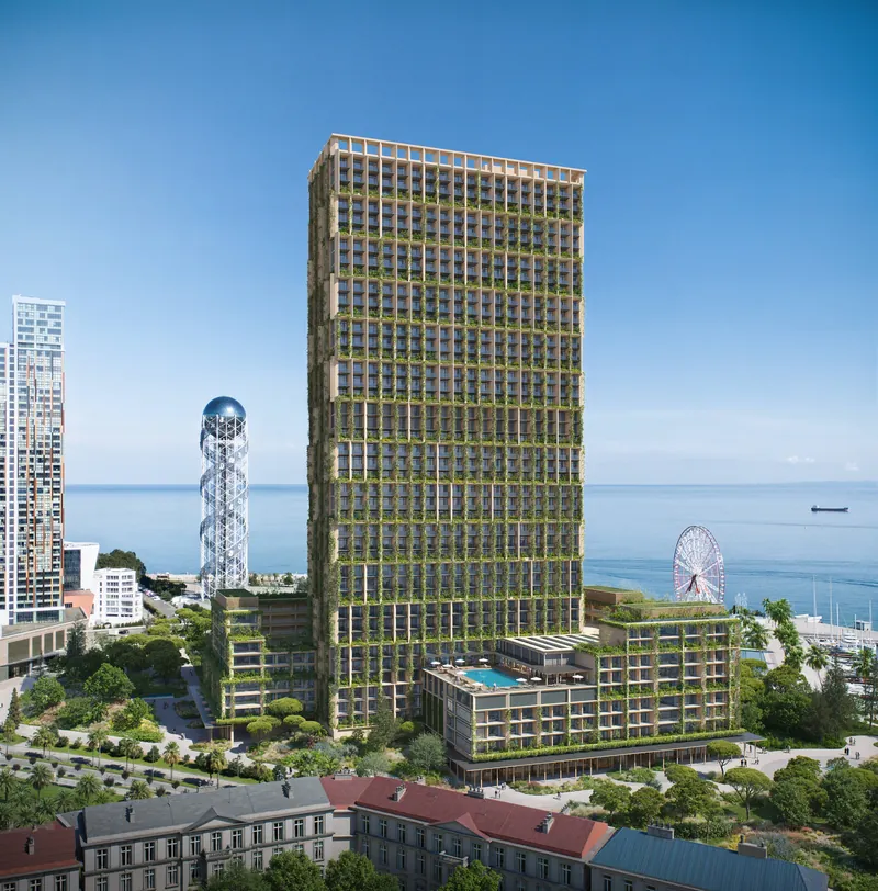 The tower beside Old Batumi and the seafront — Silk Towers, Batumi