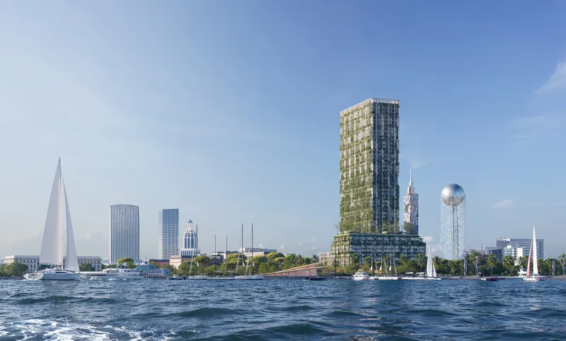The tower seen from the sea — Silk Towers, Batumi