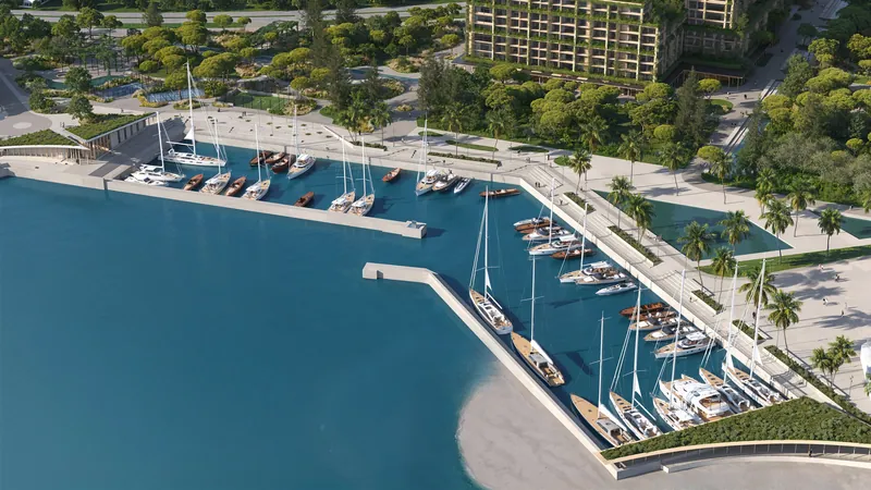 Marina and pier, aerial — Silk Towers, Batumi