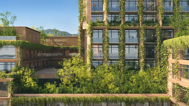 Planted terraces on the podium — Silk Towers, Batumi