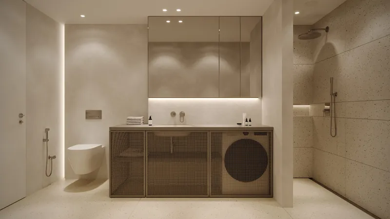 Two merged studios: bathroom — Silk Towers, Batumi