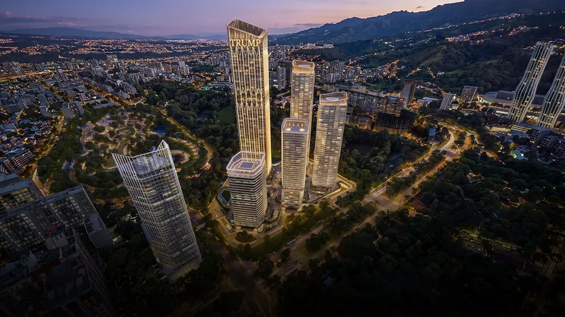 Aerial view of the towers and park at night — Trump Tower, Tbilisi